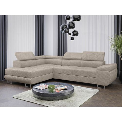 Sofa Couchgarnitur Sofagarnitur ALMA L im Cord Stoff mit Schlaffunktion und Bettkasten Wohnlandschaft Couch Polsterecke Eckcouch Polstergarnitur