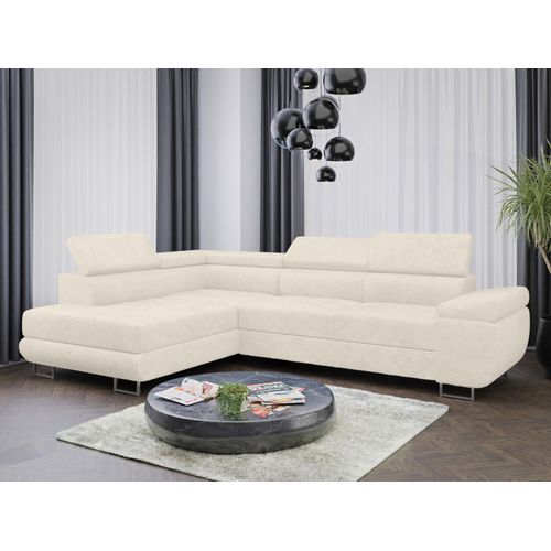 Sofa Couchgarnitur Sofagarnitur ALMA L im Cord Stoff mit Schlaffunktion und Bettkasten Wohnlandschaft Couch Polsterecke Eckcouch Polstergarnitur