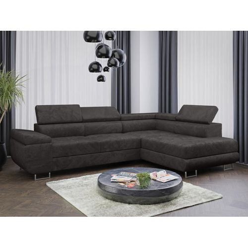 Sofa Couchgarnitur Sofagarnitur ALMA L im Cord Stoff mit Schlaffunktion und Bettkasten Wohnlandschaft Couch Polsterecke Eckcouch Polstergarnitur