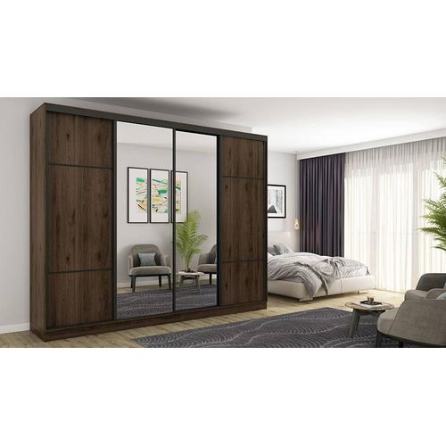Schiebetürschrank 4D/300 mit Spiegeln und Premium-Beschlägen – Walnuss Okapi