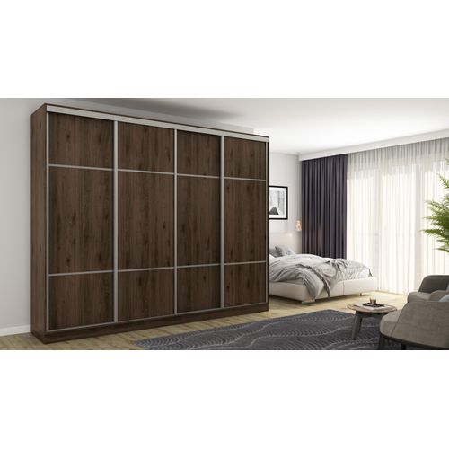 Großer Schiebeschrank 4D/300 in Nussbaum Okapi mit Premium Beschlägen