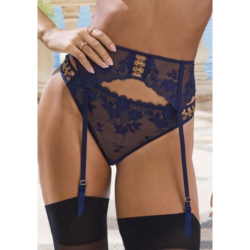 Strapsgürtel LASCANA, Damen, Gr. 36/38, N-Gr, blau (navy), Spitze, Obermaterial: 85% Polyamid, 15% Elasthan, Strumpfhalter, mit dekorativem Ringdetail, sexy Dessous, Reizwäsche