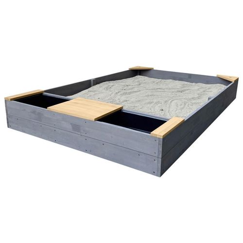 Ambia Garden Sandkasten , Braun, Grau , Holz , Hemlocktanne , 115x21.8x180 cm , unisex , EN 71, CE, FSC 100% , hoher Rand , Outdoor Spielzeug,