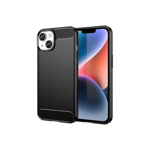 Hülle Handy Schutz für Apple iPhone 15 Plus Case Cover Tasche Etui Carbon Bumper