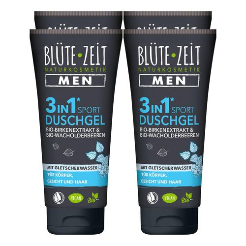 BLÜTE-ZEIT Men Duschgel 3in1 Sport BIO-Birkenextrakt & BIO-Wacholderbeere 200 ml, 6er Pack