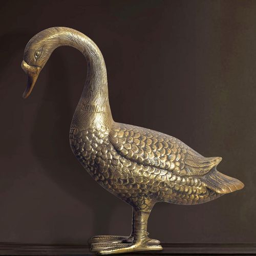 Dekofigur FineBuy Deko Gans Gold 46 cm Aluminium Statue Wohndeko Dekoration