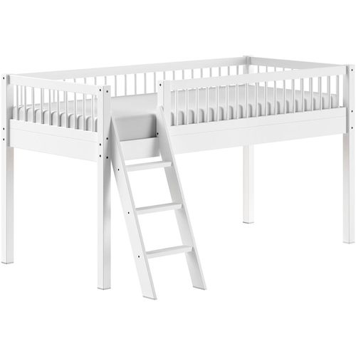 Spielbett HOME AFFAIRE, weiß (buche massiv weiß), B:135,5cm H:114cm L:207,5cm, Betten, aus massiver Eiche geölt, LF 90x2000cm, RR, Leiter u. Absturzschutz