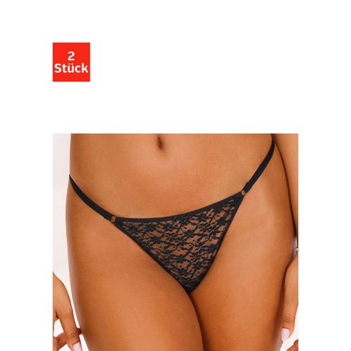 String VIVANCE, Damen, Gr. 36/38, schwarz (2xschwarz), Spitze, Obermaterial: 85% Polyamid, 15% Elasthan, Unterhosen, im 2er-Pack, aus zarter Spitze, sexy Dessous