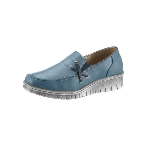 Slipper LORETTA, Damen, Gr. 39, blau (jeansblau), Leder, Schuhe
