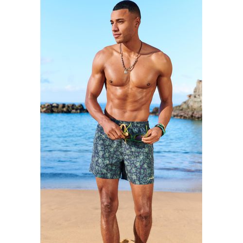 Badeshorts BRUNO BANANI, Herren, Gr. XXL (58/60), N-Gr, blau (marine, oliv), Recycling-Polyester, Microfaser, Animalprint, Badehosen, mit Animalprint