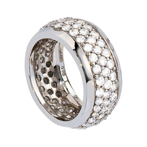 Silberring JOBO Gr. 54, silber (silber 925), Fingerringe, Damen, 54, Silber 925 (Sterlingsilber), breit 925 Silber mit Zirkonia rundum