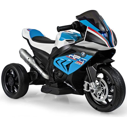 COSTWAY 6V BMW Elektro Motorrad mit Musik und Scheinwerfer, Dreirad Kindermotorrad bis 3km/h, Elektromotorrad mit 2 Stützrädern, geeignet für Kinder ab 3 Jahre alt (Blau)