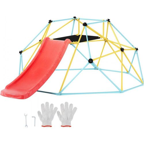 Kletterkuppel 2,44 m - Geometrisches Klettergerüst mit Rutsche - Für Kinder 3 bis 9 Jahre - Klettergerüst mit 272 kg Tragfähigkeit - Mit Klettergriffen - Indoor-/Outdoor-Spielgerät für den Hinterhof