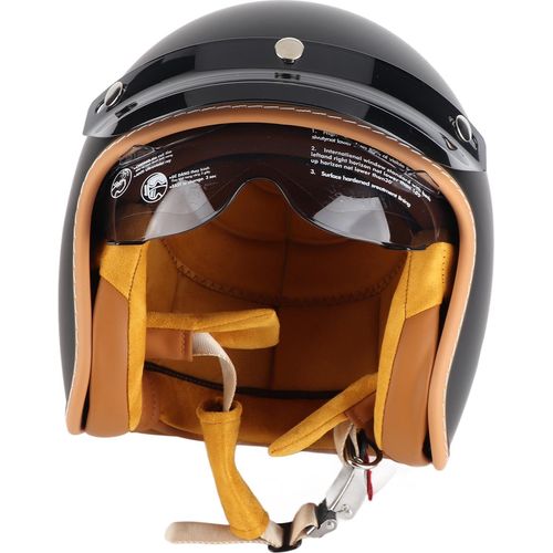 Fahrradhelm Retro-Stil mattschwarz 3/4 Schale Offene Gesichtsschildhelme mit winddichten Brillen für Erwachsene XL 59-60 cm