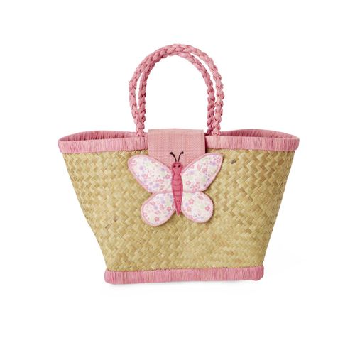 RICE Kleine Raffia Kindertasche, Schmetterling