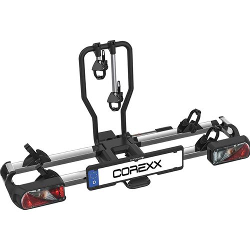 COREXX Heckträger Für 2 Fahrräder, max 60 kg Zulad schwarz / silb