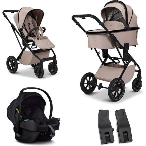 Moon PIÙ Kinderwagen Set inkl. Cosmo 2.0. Babyschale, Farbe/Dessin:Sand/Chrome