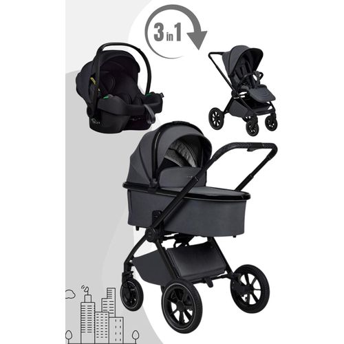 Moon Gio+ Kinderwagen Set inkl. Cosmo 2.0. Babyschale, Farbe/Dessin:Anthra/Chrome