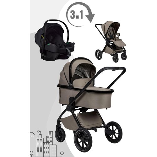 Moon Gio+ Kinderwagen Set inkl. Cosmo 2.0. Babyschale, Farbe/Dessin:Mud/Chrome