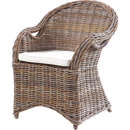 Korb Sessel BREST Natur Rattan grau Relaxsessel Fernsehsessel Wohnzimmer Indoor