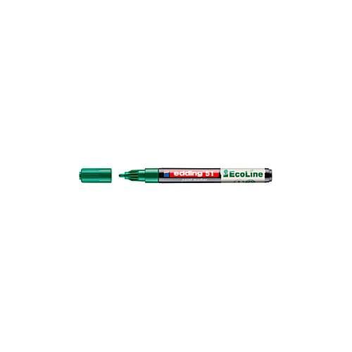 Lackmarker Edding 51 EcoLine, Schreibfarbe Grün, Rundspitze, Strichstärke 1-2 mm, mit Kappe, wasserbasiert, nachfüllbar, 10 Stück