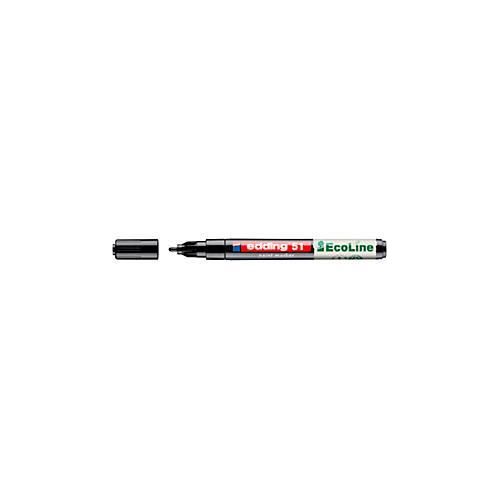 Lackmarker Edding 51 EcoLine, Schreibfarbe Schwarz, Rundspitze, Strichstärke 1-2 mm, mit Kappe, wasserbasiert, nachfüllbar, 10 Stück