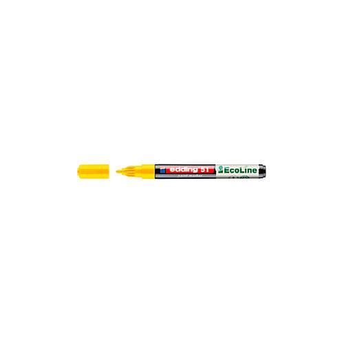 Lackmarker Edding 51 EcoLine, Schreibfarbe Gelb, Rundspitze, Strichstärke 1-2 mm, mit Kappe, wasserbasiert, nachfüllbar, 10 Stück