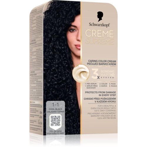Schwarzkopf Creme Supreme permanent hair dye shade 1-1 Cool Black 60 ml
