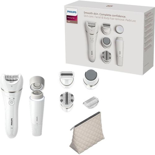 Philips Epilierer »Beauty Set Series 9000 BRE770/92«, 5 St. Aufsätze, inkl. Gesichtshaarentferner und Tasche, Nass-und Trockenfunktion