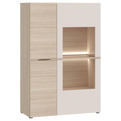 Ti'me Vitrine , Eiche, Sand , Holzwerkstoff , 6 Fächer , 94.9x138x41 cm , Wohnzimmer, Wohnwände, Vitrinenschränke
