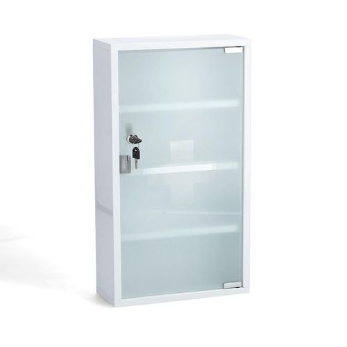 Zeller Present Medizinschrank , Weiß , Metall , 3 Fächer , 30x60x12 cm , Badezimmer, Badezimmerschränke, Medizinschränke