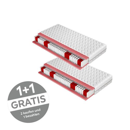 Taschenfederkernmatratze , Textil , H2 , 80x200 cm , Bezug abnehmbar/waschbar, wendbar, optimale Belüftung, alternative Größen erhältlich ,