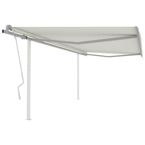 Markise Manuell Einziehbar mit Pfosten 4,5x3 m Creme