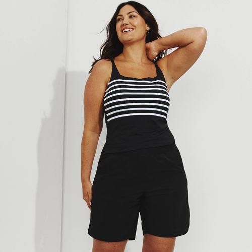 Badeshorts 23 cm, Damen,  Schwarz, Polyester-Mischung, by Lands' End