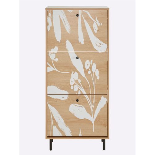 Schuhschrank HEINE HOME, beige (natur, weiß), B:60cm H:135cm T:24cm, MDF, Schränke