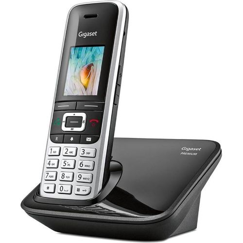 Gigaset Premium 100 Schnurloses DECT Telefon Schwarz/Silber Telefonbuch 500 Kontakte Freisprechen