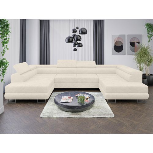 Sofa Couchgarnitur Sofagarnitur ALMA U im Cord Stoff mit Schlaffunktion und Bettkasten Wohnlandschaft Couch Polsterecke Eckcouch Polstergarnitur
