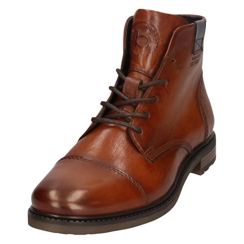 Schnürboots BUGATTI, Herren, Gr. 46, braun (cognac), Leder, Basic, Schuhe, Stiefel, Schnürstiefelette, Business-Boots mit Reißverschluss