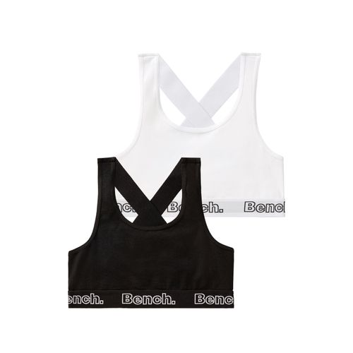 Bustier BENCH., Mädchen, Gr. 158/164, N-Gr, schwarz-weiß (weiß, schwarz), Jersey, Obermaterial: 92% Baumwolle, 8% Elasthan, unifarben, sportlich, körpernah, BHs, mit weichem Webbund