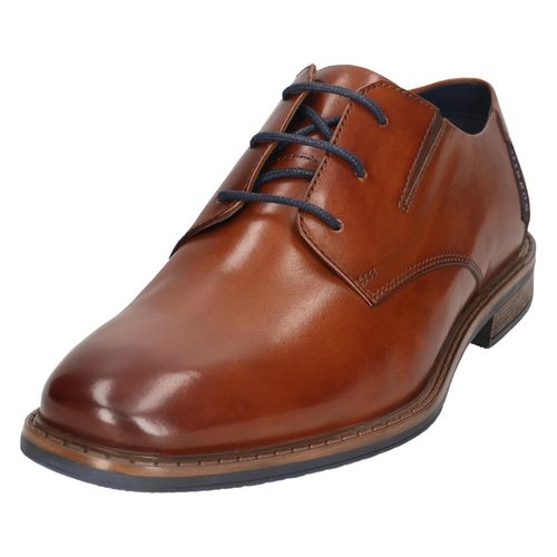 Schnürschuh BUGATTI, Herren, Gr. 44, braun (cognac), Leder, Basic, Schuhe, Business Schuh, Anzugschuh, Abendschuh mit Wechselfußbett