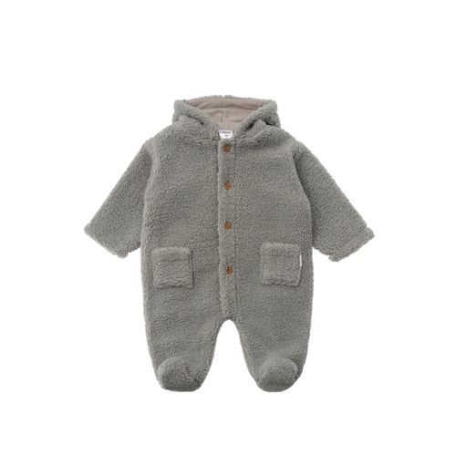 Overall LILIPUT, Kinder, Gr. 62/68, EURO-Größen, grau, 100% Polyester, casual, ohne Ausschnitt, Langarm, Overalls, mit Kapuze und Füßchen