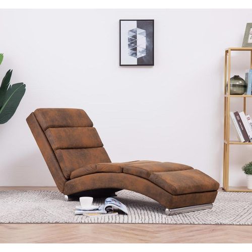 The Living Store Chaiselongue Braun Wildleder-Optik