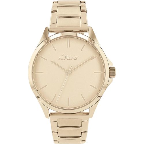 Quarzuhr S.OLIVER, gold (goldfarben), Armbanduhren, Damen, Armbanduhr, Damenuhr, Edelstahlarmband, analog