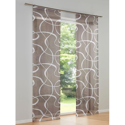 Schiebegardine HEINE HOME Gr. 4, grau (taupe, weiß), B:60cm H:245cm, Polyester, Gardinen