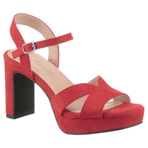 High-Heel-Sandalette ANISTON SHOES, Damen, Gr. 40, rot (orange, rot), Textil, Veloursleder, elegant, Schuhe Riemchensandale Sandalette, Sommerschuh, Abendsandale, Plateau - NEUE KOLLEKTION