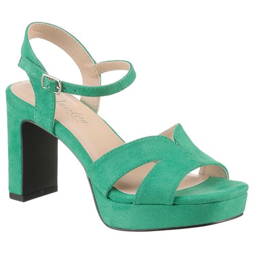 High-Heel-Sandalette ANISTON SHOES, Damen, Gr. 37, grün, Textil, Veloursleder, elegant, Schuhe Riemchensandale Sandalette, Sommerschuh, Abendsandale, Plateau - NEUE KOLLEKTION