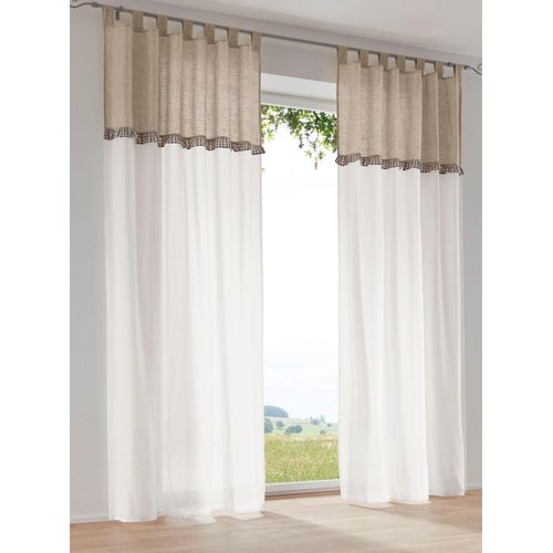 Gardine HEINE HOME Gr. 4, weiß (weiß, natur), B:135cm H:245cm, Polyester, Leinen, Gardinen