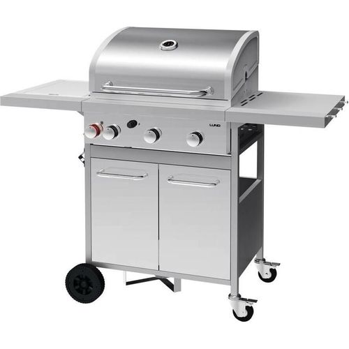 Gasgrill 12,8kW, 3+1 Brenner, Edelstahl