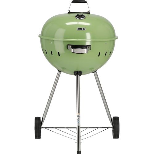 Runder Holzkohlegrill, Kugelgrill 54cm mit Thermometer, grün
