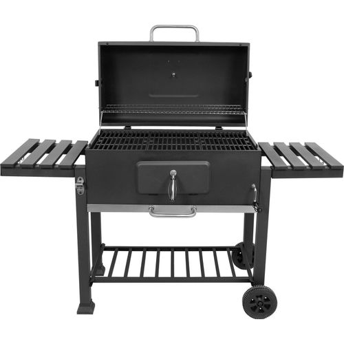 Holzkohlegrill 78x42.5 cm mit Deckel und Ablage, Gusseisen